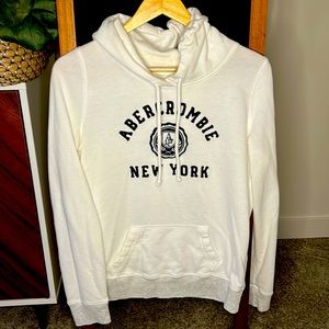 Abercrombie & Fitch pullover hoodie, white, medium